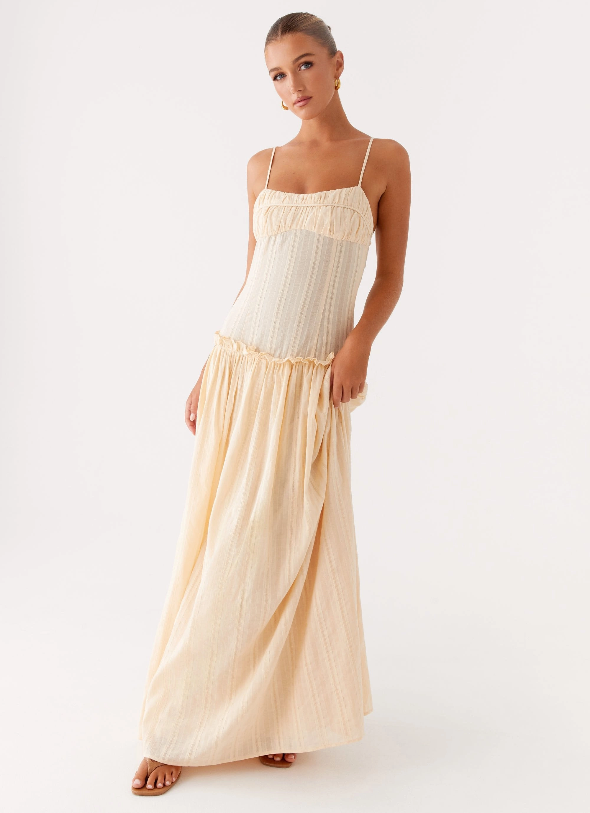 Jacinda Drop Waist Maxi Dress - Cream Street Flex
