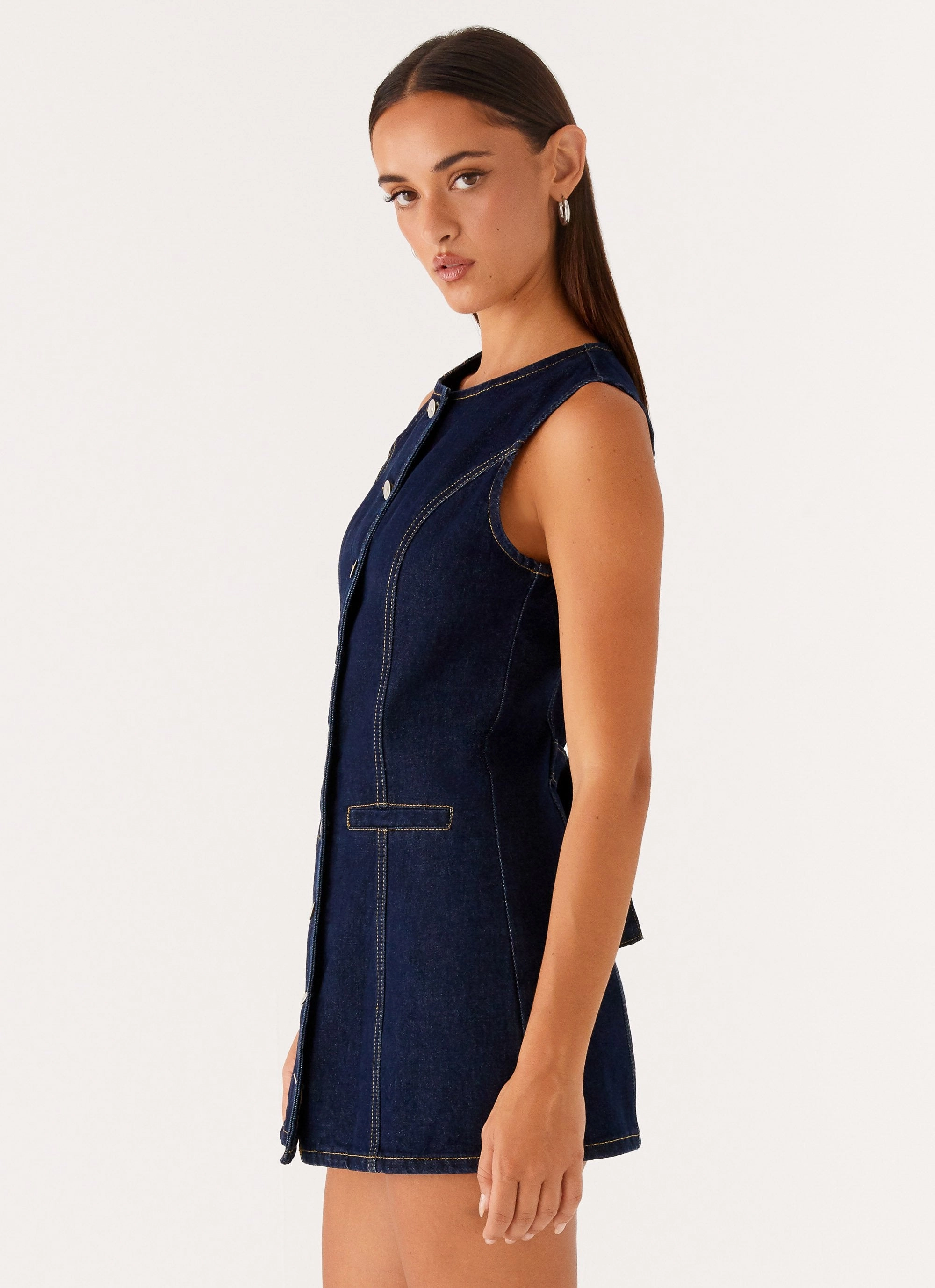 Simple Elegance Casual Comfort Wear Dolton Mini Dress - Indigo