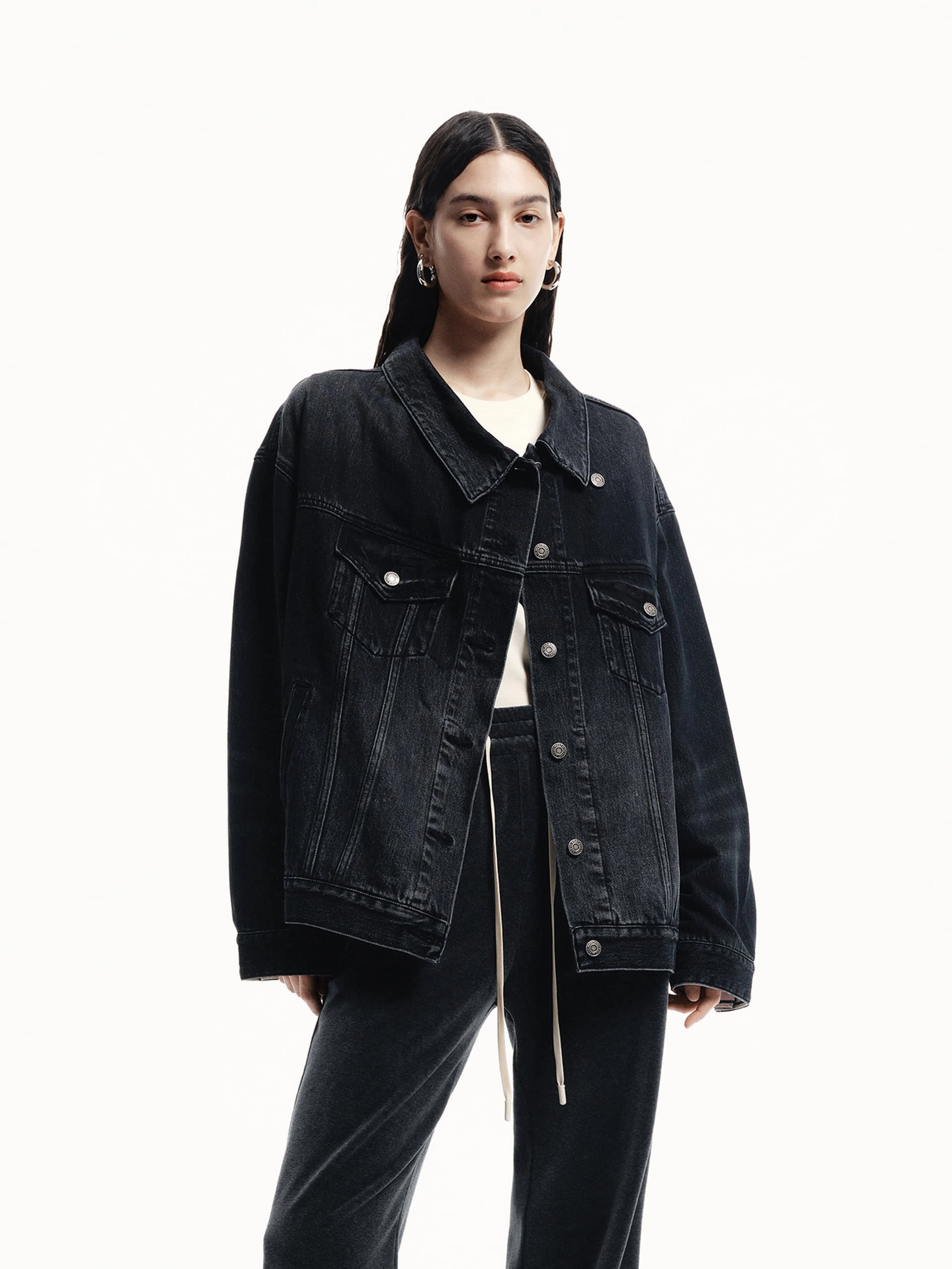 Soft Touch Texture Water Repellent Finish Loose Denim Jacket