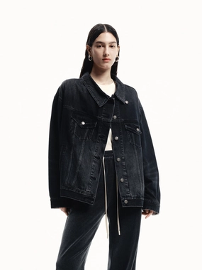 Soft Touch Texture Water Repellent Finish Loose Denim Jacket