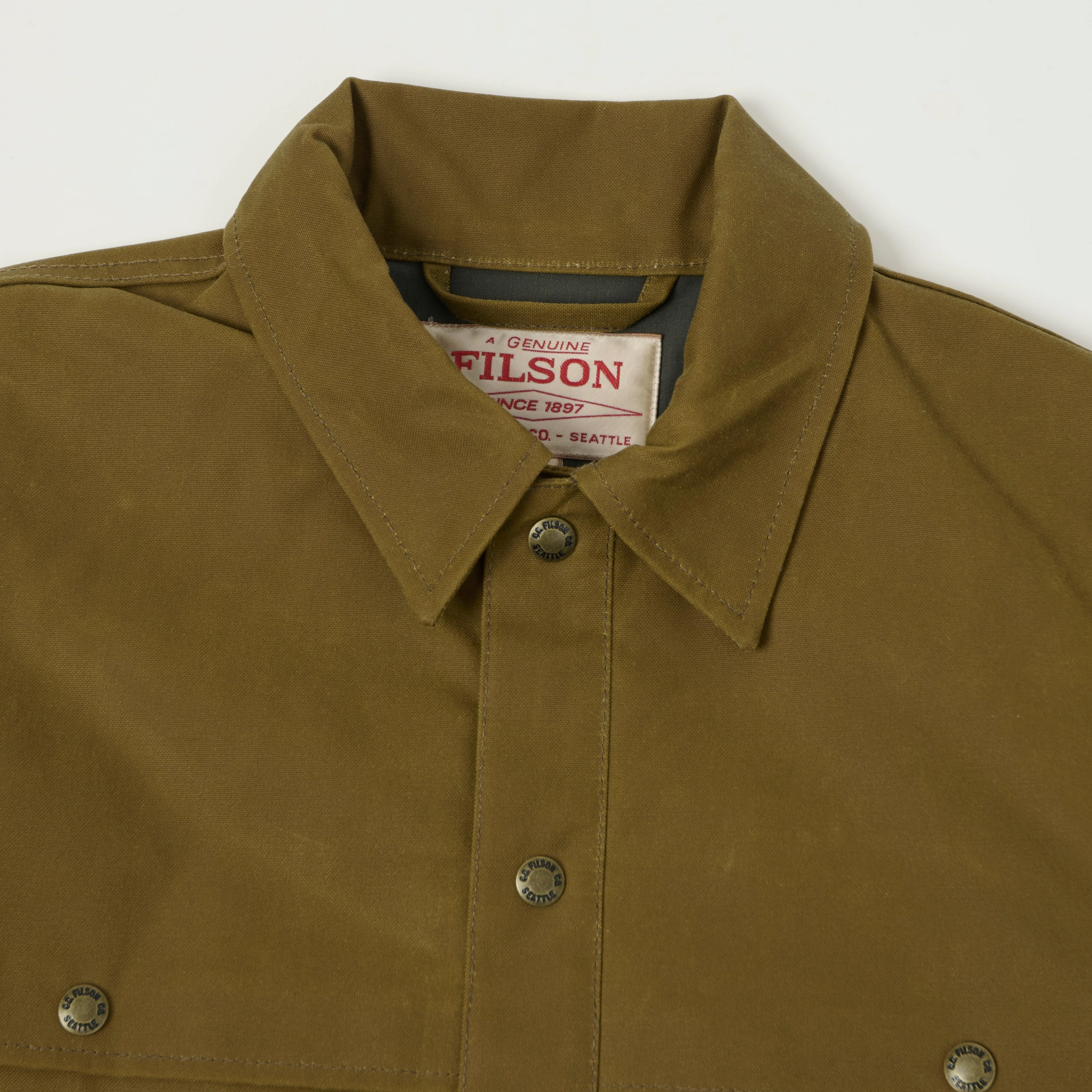 Filson Lined Tin Cloth Cruiser Jacket - Dark Tan Autumn Ready Polished Look