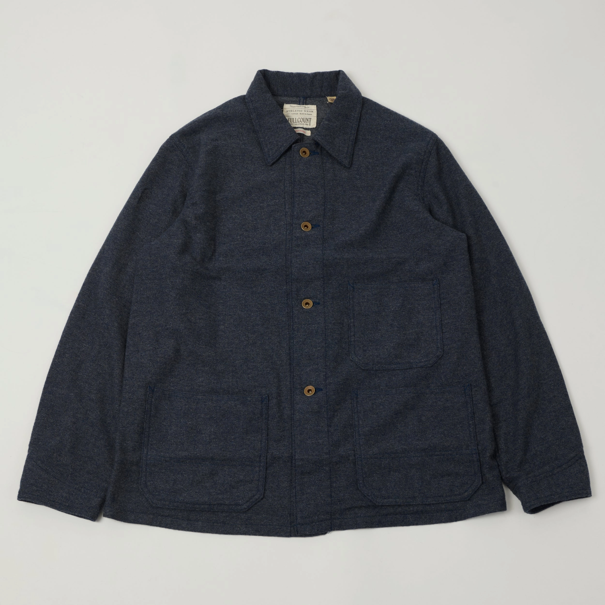 Friction Reducing Lining Fashion Forward Full Count 2015 Wool/Cashmere Lightweight Overshirt - Navy