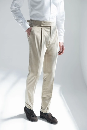 Chilly Weather Wear SecureClosures Beige corduroy trousers "Soragna Capsule Collection" - Made in Italy