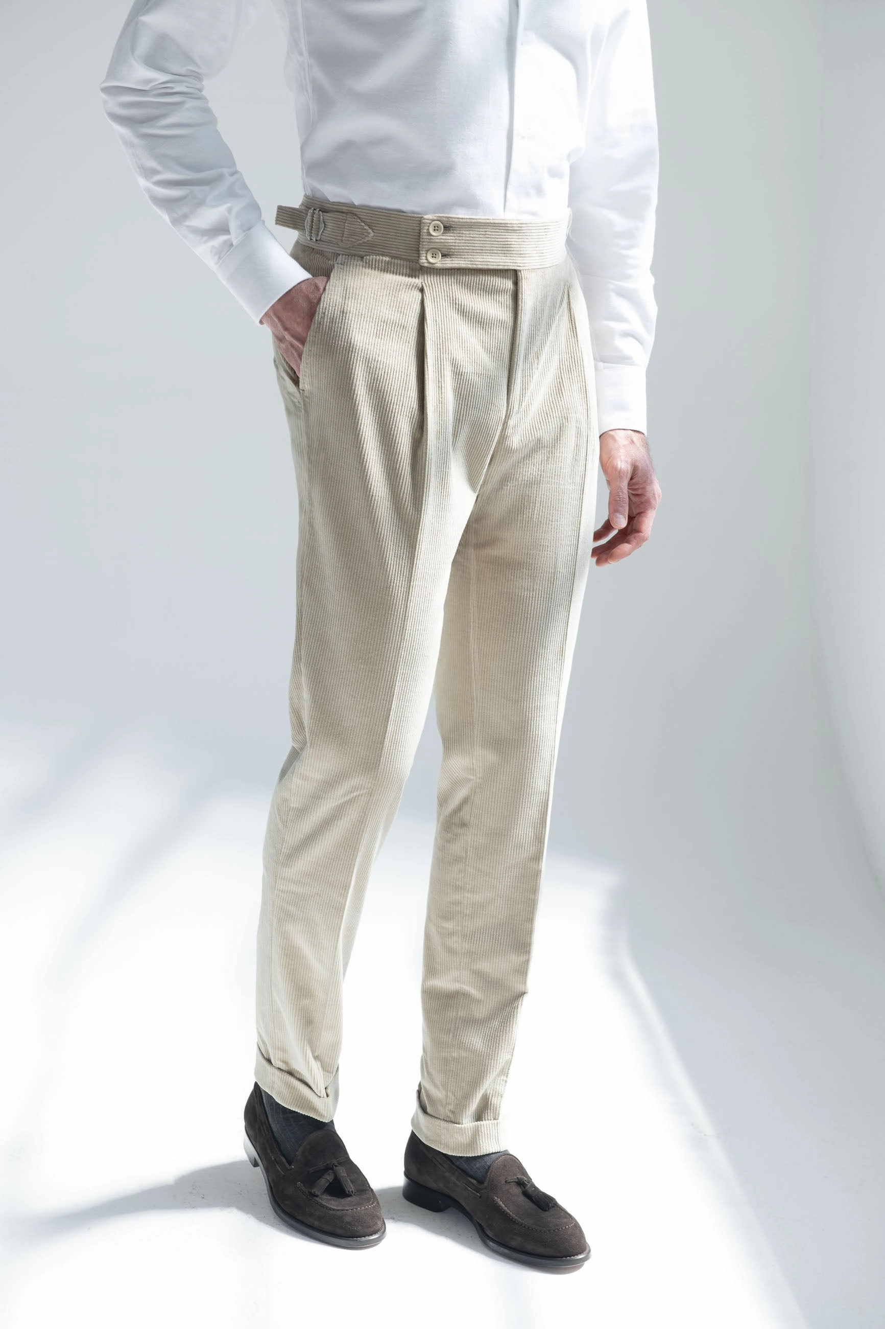 Chilly Weather Wear SecureClosures Beige corduroy trousers "Soragna Capsule Collection" - Made in Italy