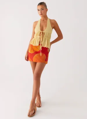 Breezy Palms Mini Skirt - Serene Orange Layered Style Sporty Edge