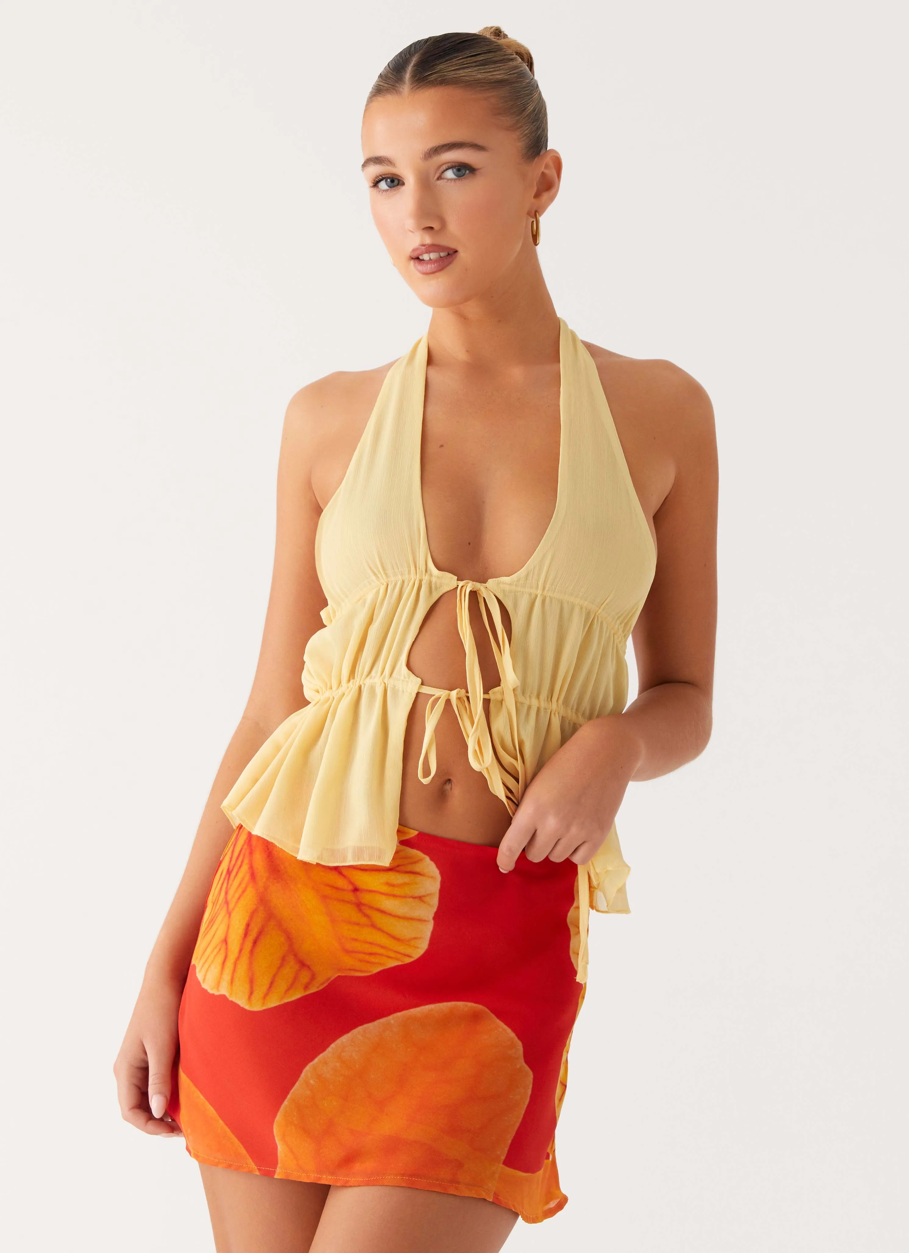 Light Moodboard Breezy Palms Mini Skirt - Serene Orange