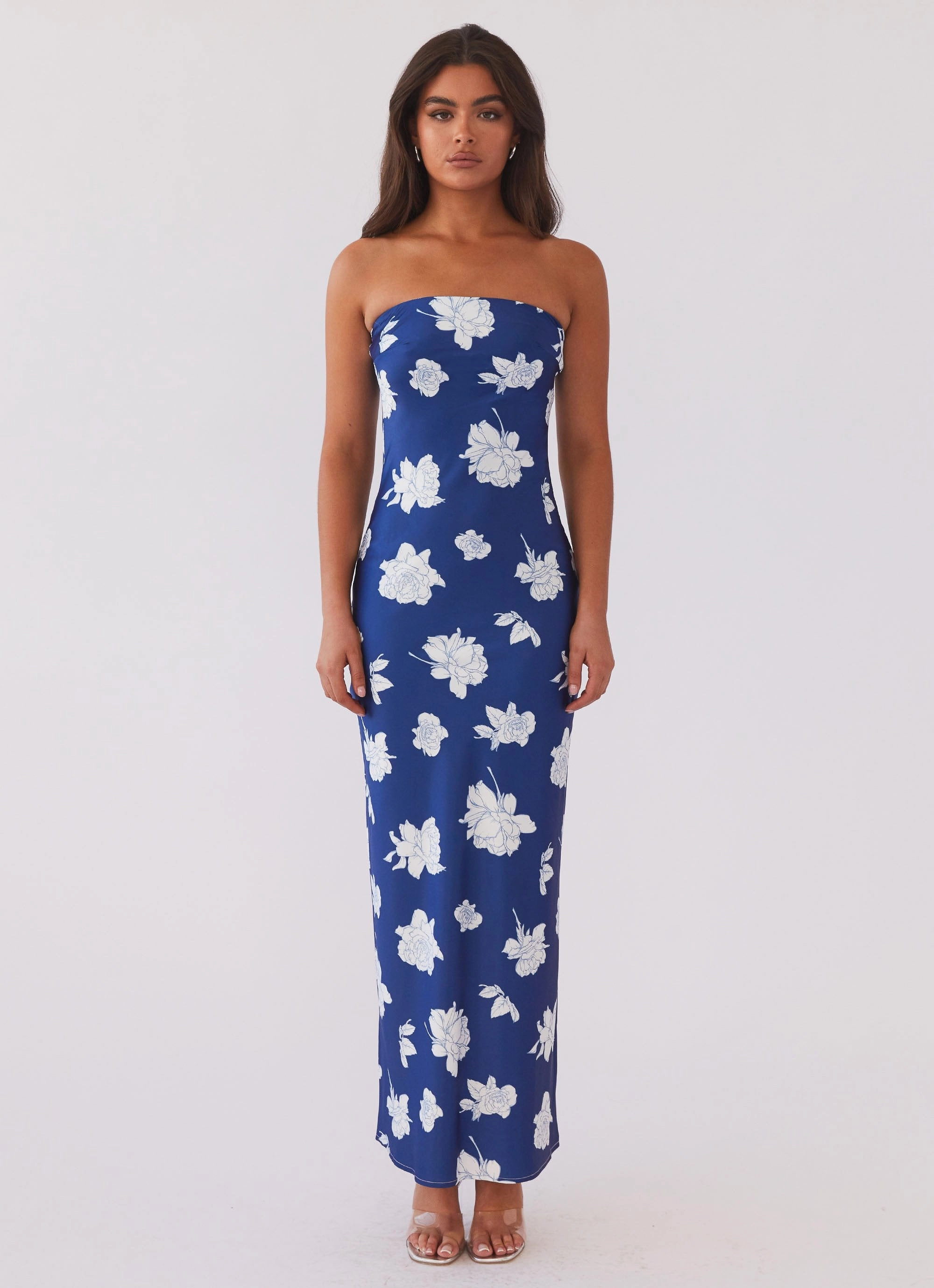 Sophisticated cocktail dress What I Want Maxi Dress - Navy Flora