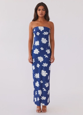 Sophisticated cocktail dress What I Want Maxi Dress - Navy Flora