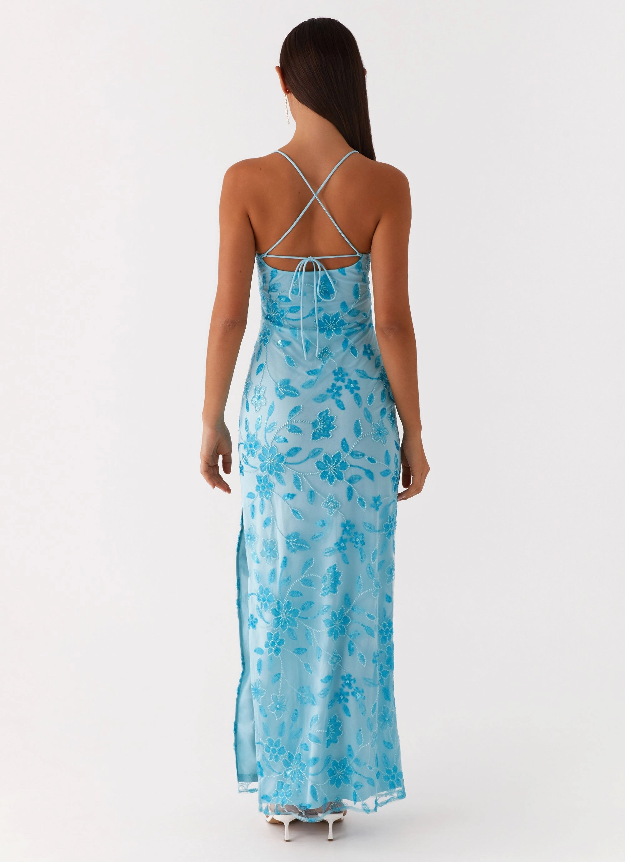 Bright Lights Beaded Maxi Dress - Blue Perfect Fit