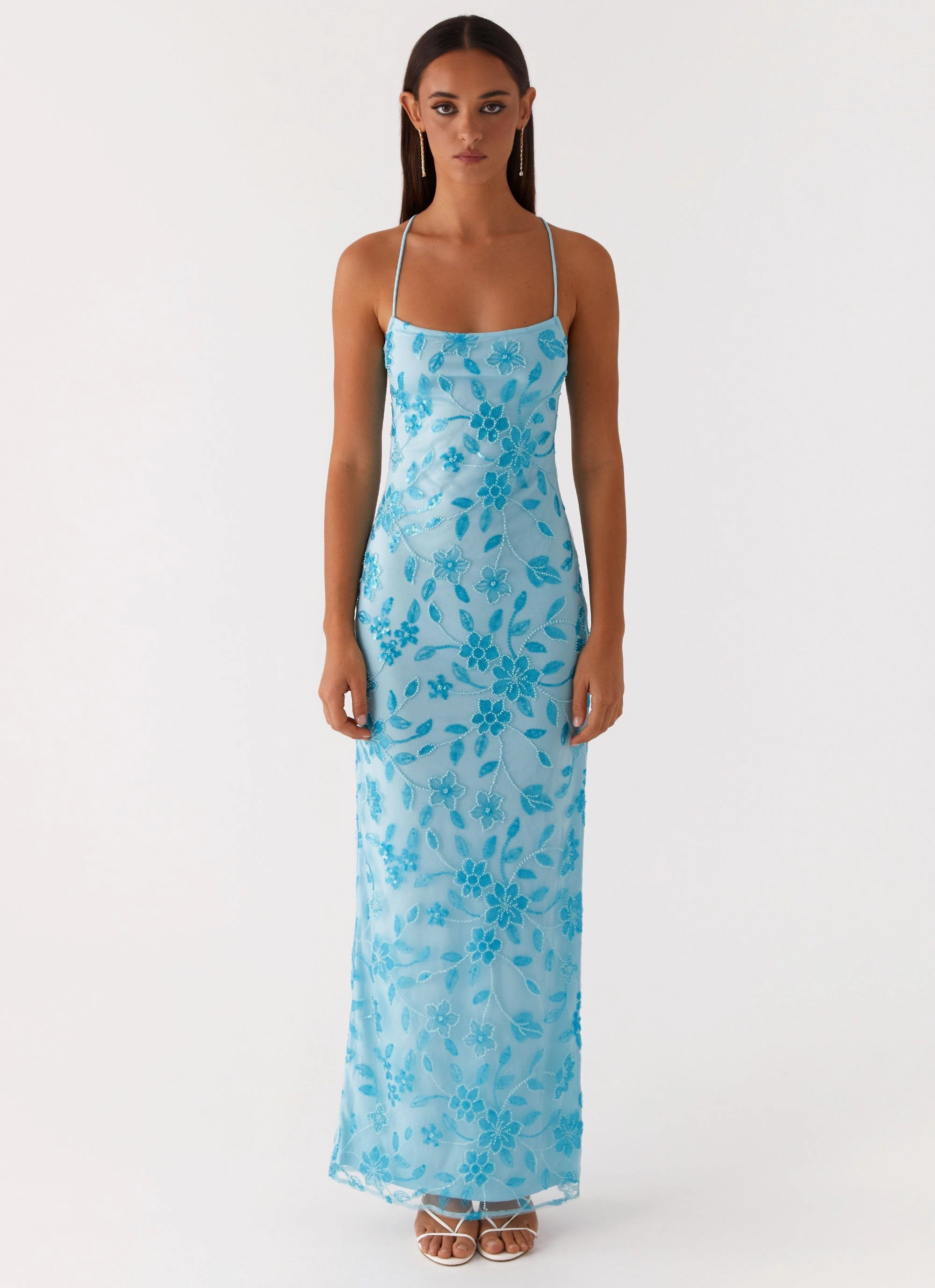 Urban Fit Bright Lights Beaded Maxi Dress - Blue