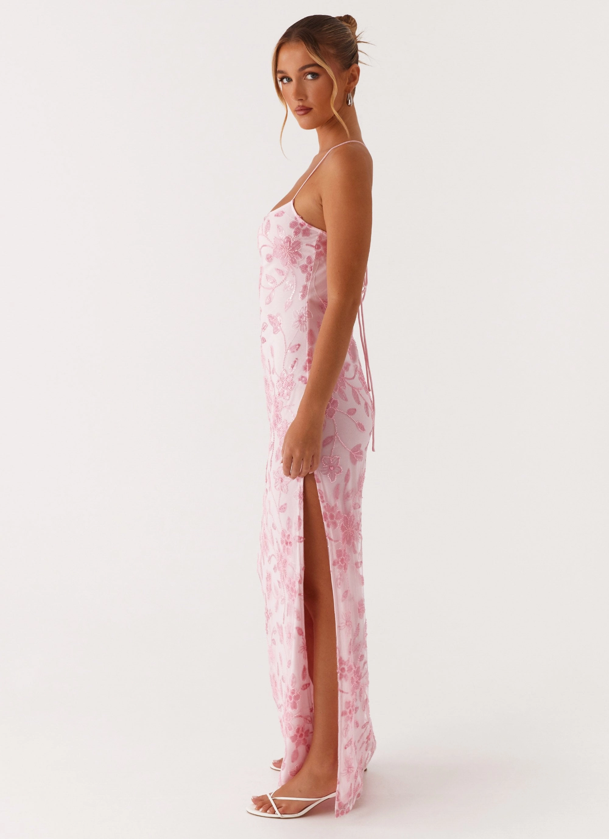 Bright Lights Beaded Maxi Dress - Pink Soft Shape