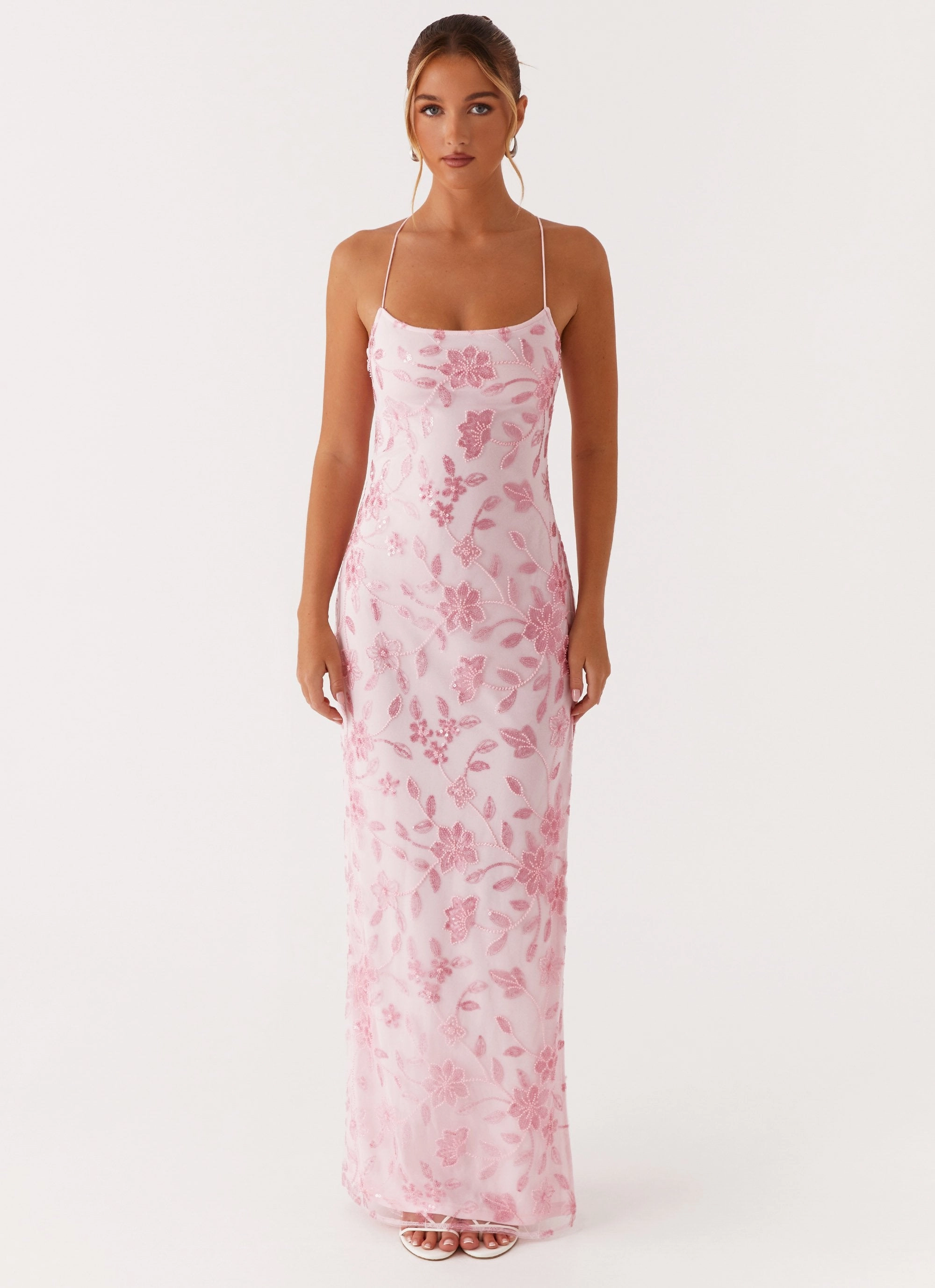 Style Option Bright Lights Beaded Maxi Dress - Pink