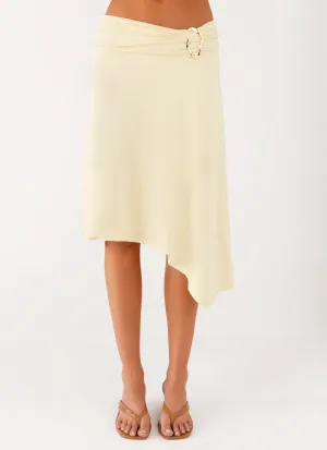 On-The-Go Outfit Casual Comfort Brisa Midi Skirt - Butter