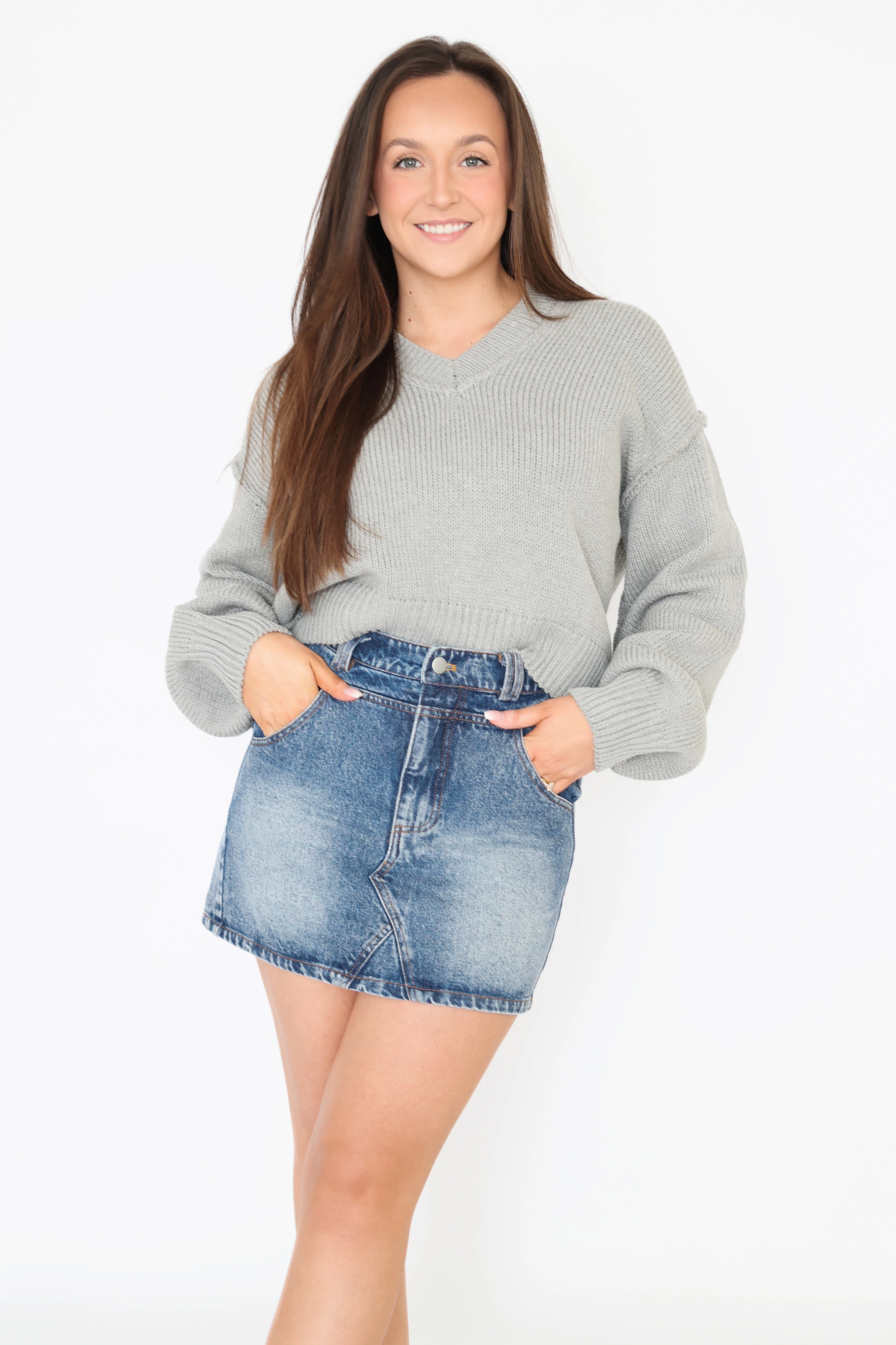 LayeredCollar Britt Denim Skirt