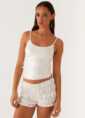 Casual Tee Flatlock Seam Technology Britta Sequin Cami Top - White