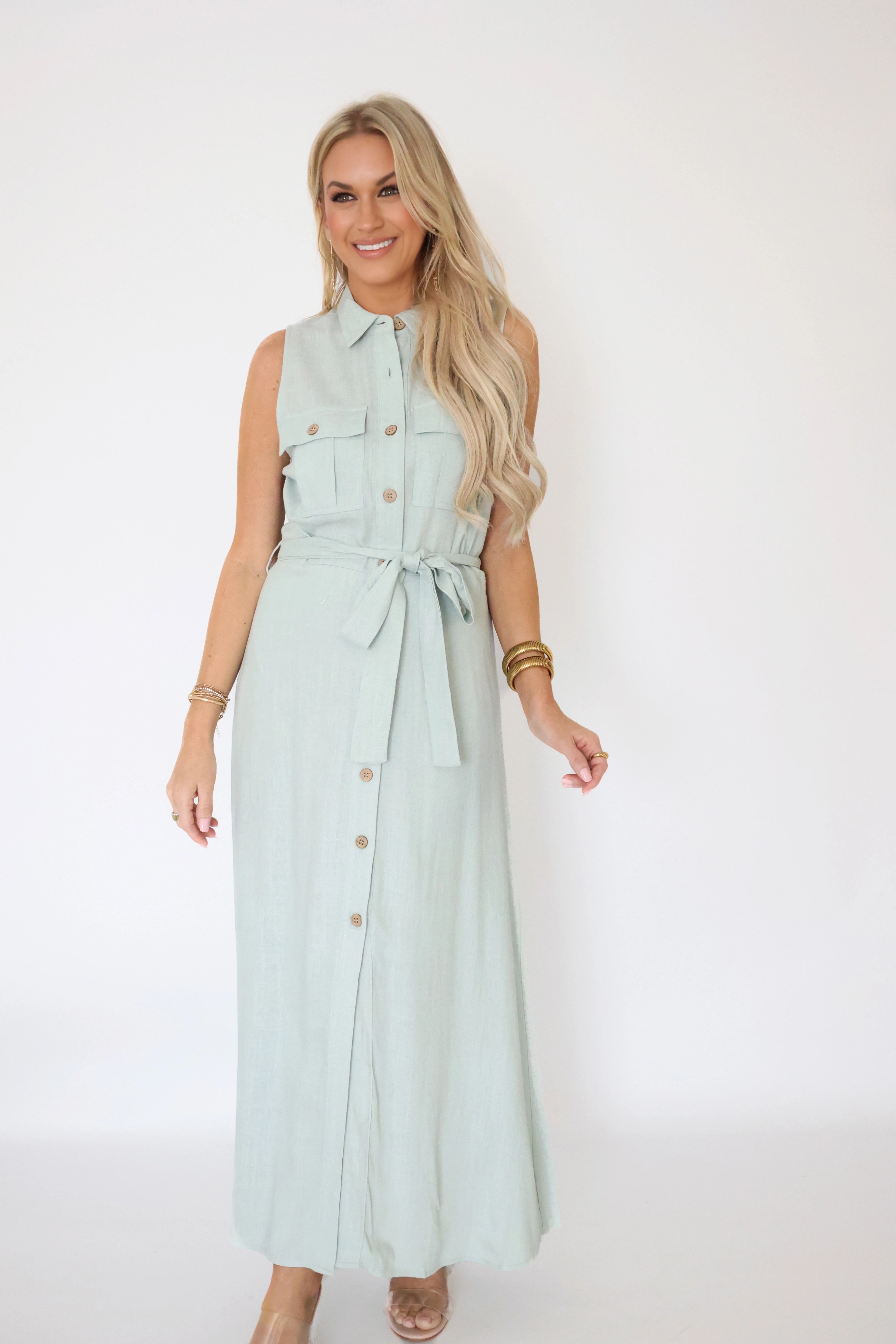 Britton Belted Midi Dress (FINAL SALE) Lightweight Jacket