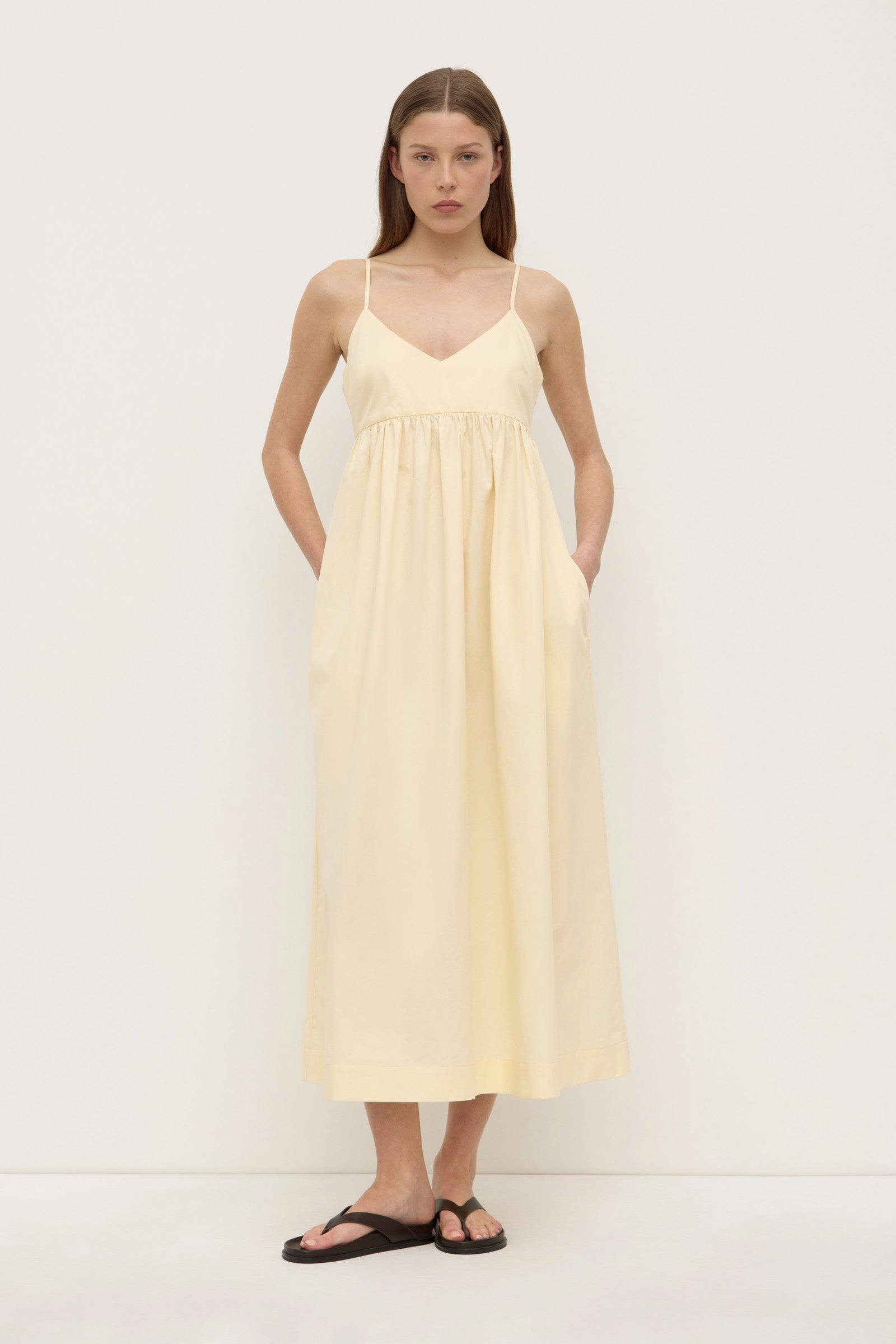 Bronte Poplin Midi Dress Flattering Shape Wear Layering-Piece