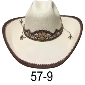 Brown Buffalo Print Authentic Sahuayo Region Mexico Palm Moreno Straw Safari Cowboy Sun Hat