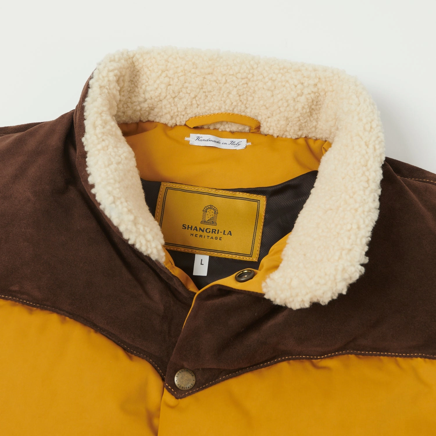 Shangri-La Heritage 'Bivacco' Western Down Vest - Yellow Waterproof Fabric Classic Ribbed Cuffs