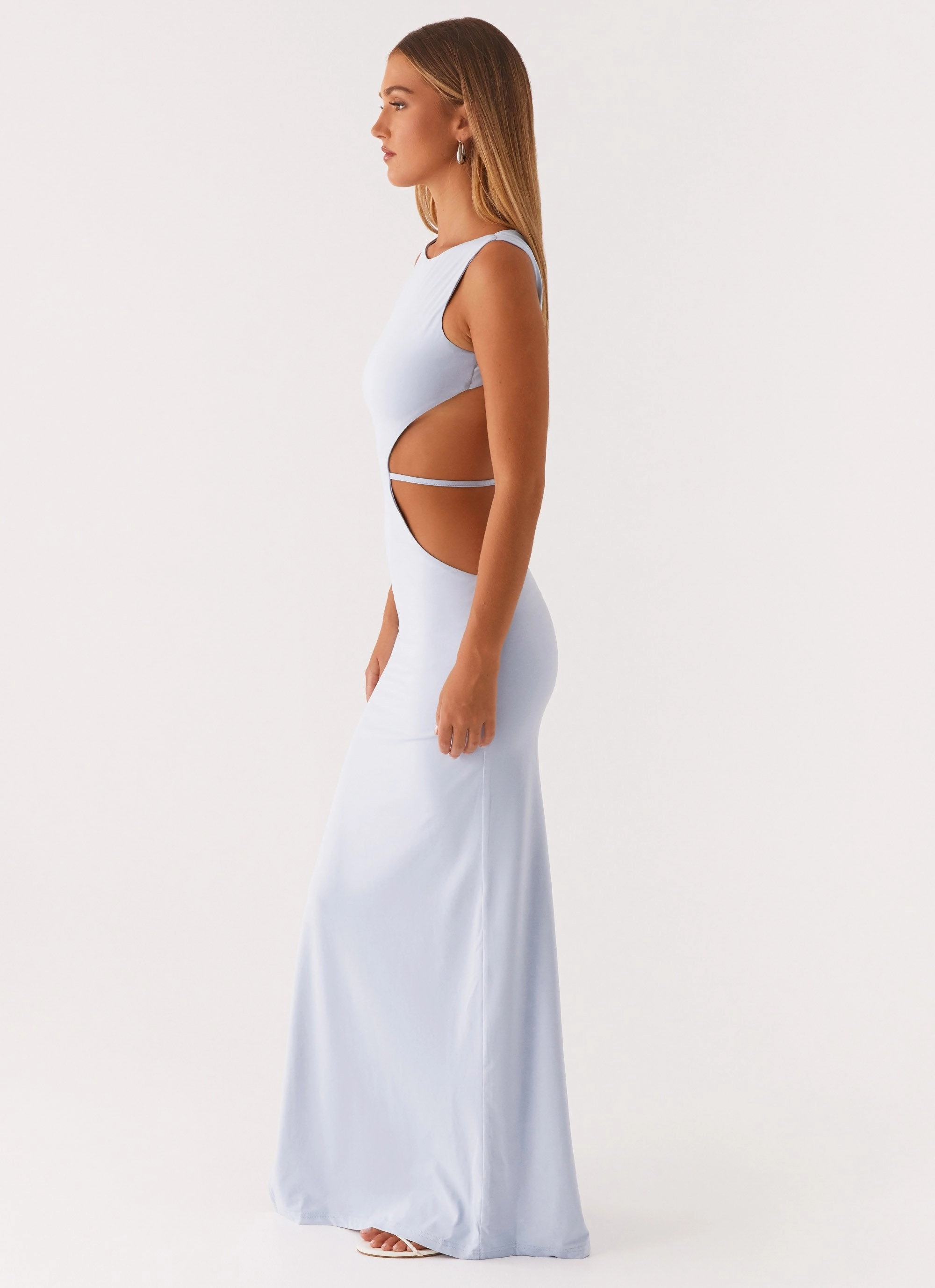 Asymmetric-Neck Sutton Maxi Dress - Blue