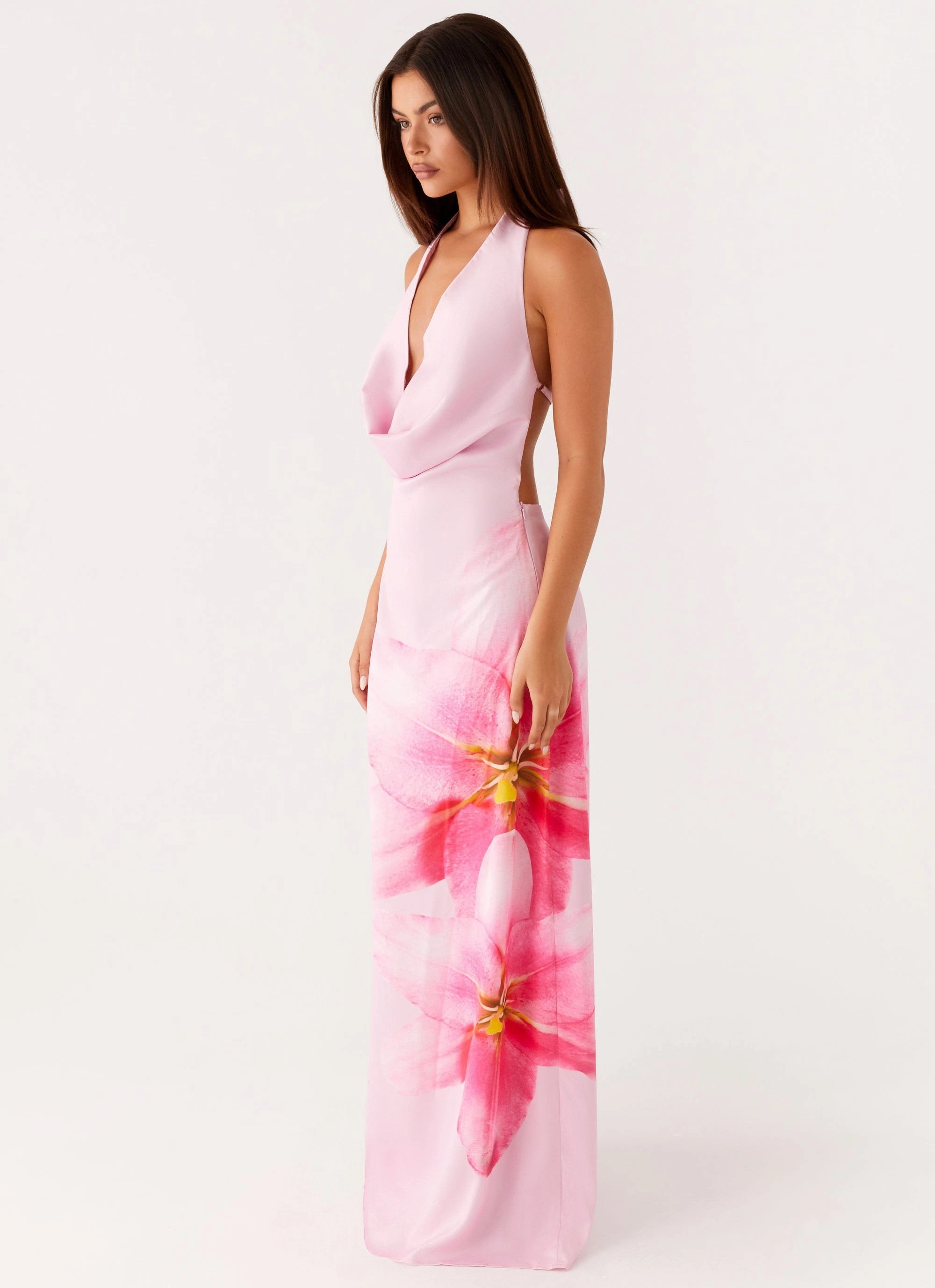 Bryony Cowl Maxi Dress - Pink Body Fit packable