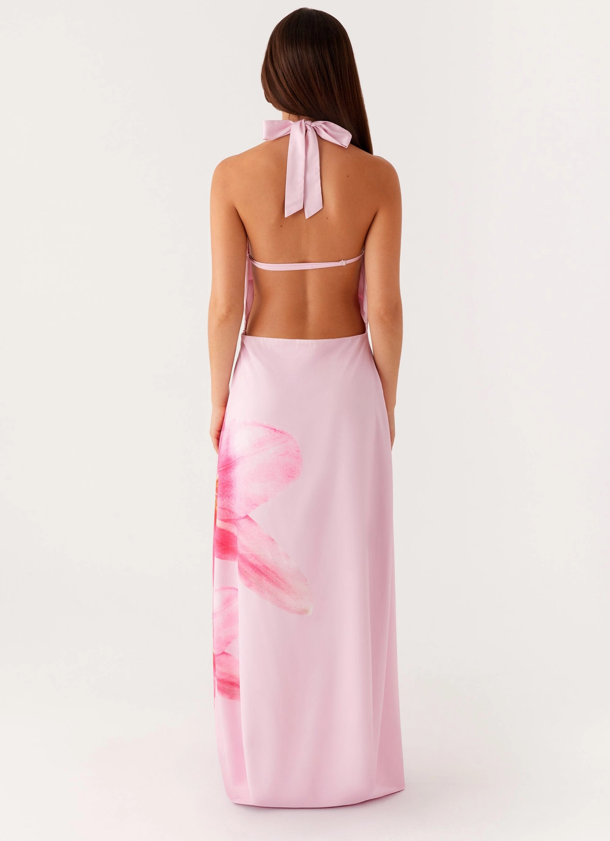 Elegant Waistband Bryony Cowl Maxi Dress - Pink