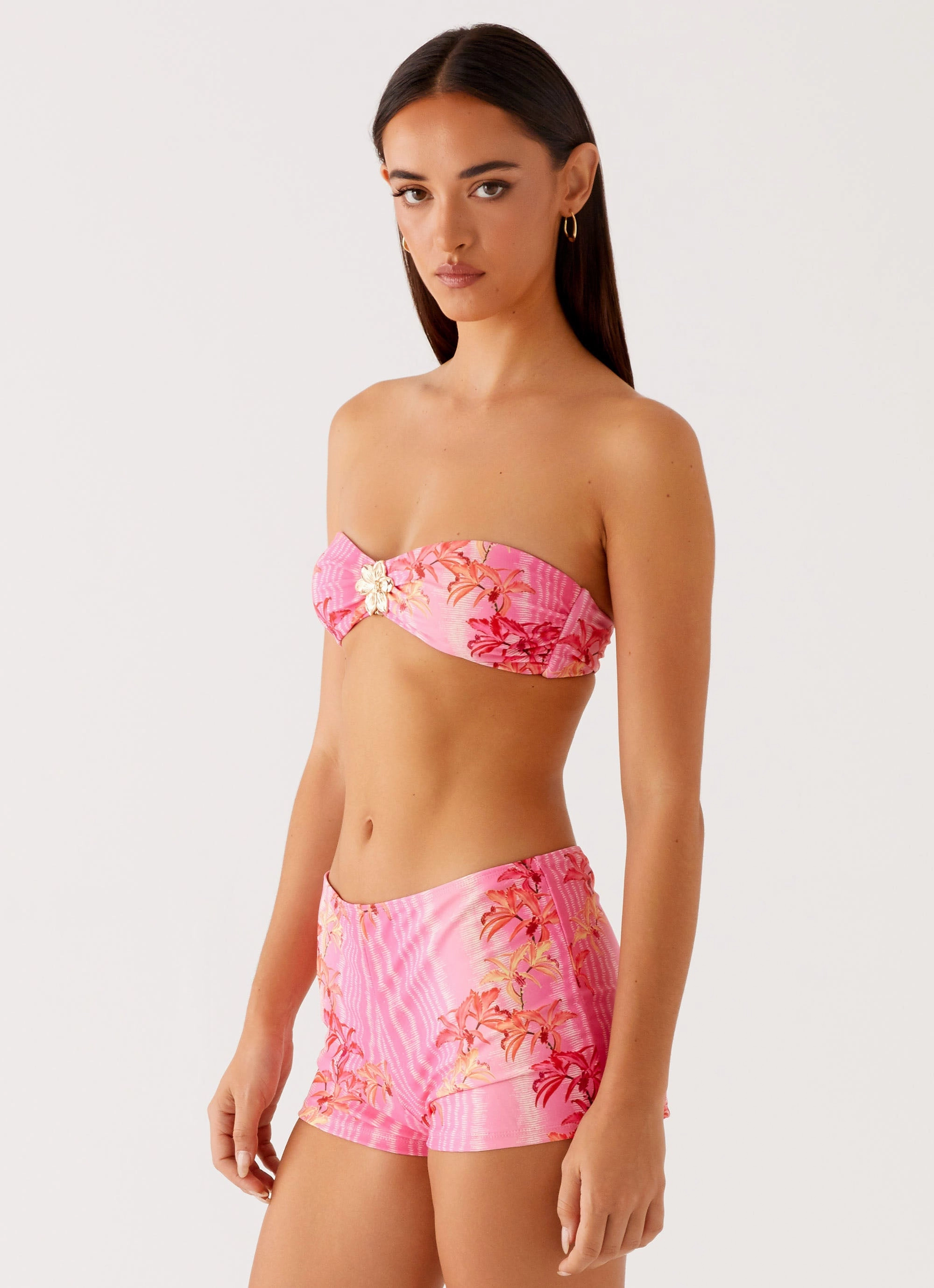 Ultra Light Quick Drying Coastal Adventure Tamra Strapless Bikini Top - Tropical Pink Print
