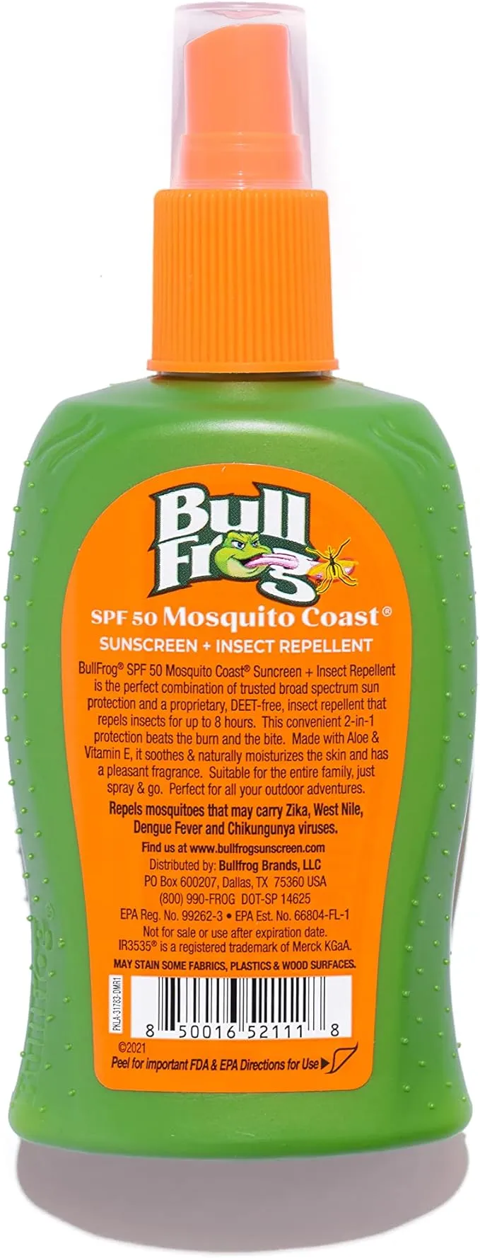 Bullfrog Mosquito Coast Bug Spray Insect Repellent   Sunscreen SPF 50, Pump Spray 4.7 Fl Oz