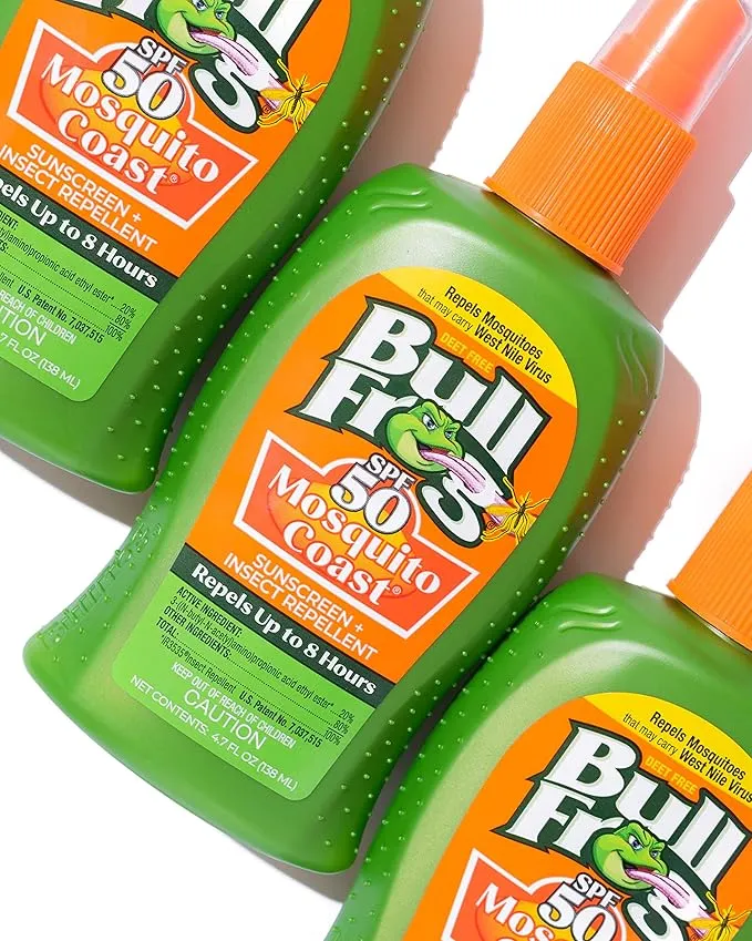 Bullfrog Mosquito Coast Bug Spray Insect Repellent   Sunscreen SPF 50, Pump Spray 4.7 Fl Oz