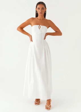 Button-Cuff Event Favorite Burleigh Maxi Dress - Ivory