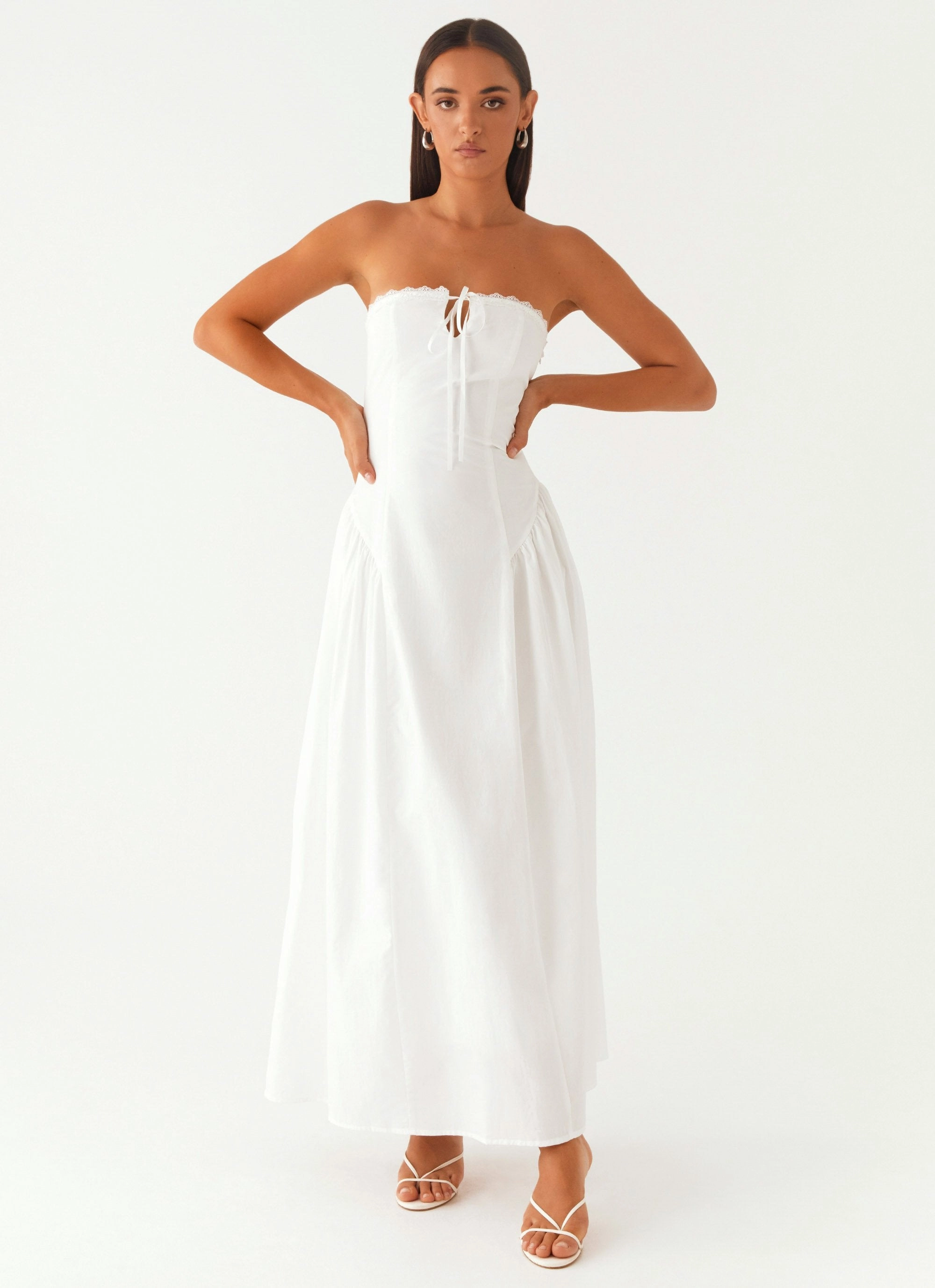 Button-Cuff Event Favorite Burleigh Maxi Dress - Ivory
