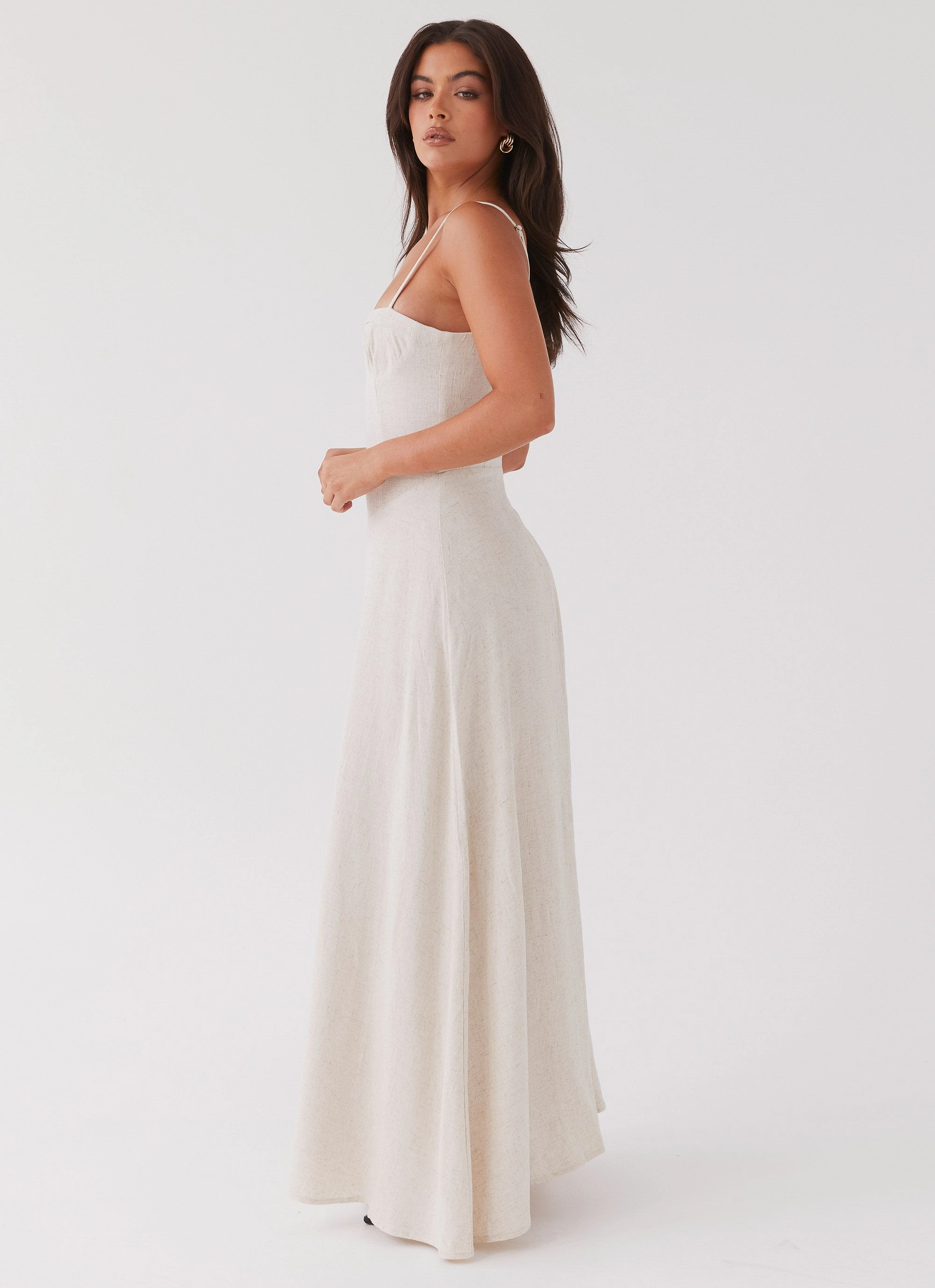 Calm Energy Angelina Linen Maxi Dress - Oatmeal