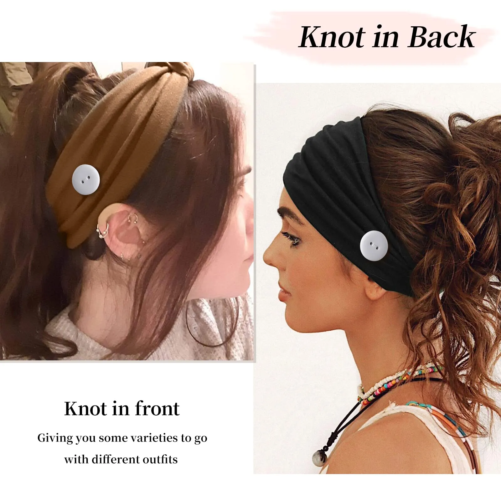 Button for Mask Women Nurses Headband No Slip Elastic Ear Protection Men Doctors Hairband Knotted Sport Sweatband Head Bands for Protect Ear (Pack of 4) (Headbands   Button 4)
