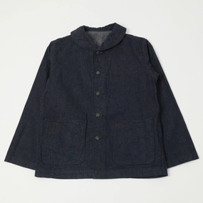 Buzz Rickson's 'Dungaree Jumper' Shawl Collar Denim Jacket - One Wash Flexible Hem Adjustment Logo Free Style
