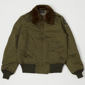 Flexible Fiber Fill Lightweight Warmth Core Buzz Rickson's 'Rough Wear Clothing Co' B-10 Flight Jacket - Olive Drab
