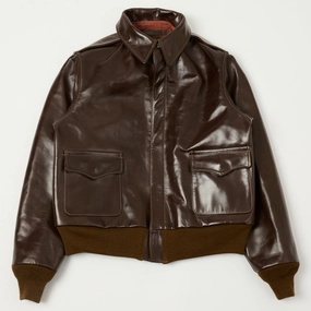Buzz Rickson's A-2 'Rough Wear' Leather Flight Jacket - Brown Hypoallergenic Textile UV Block