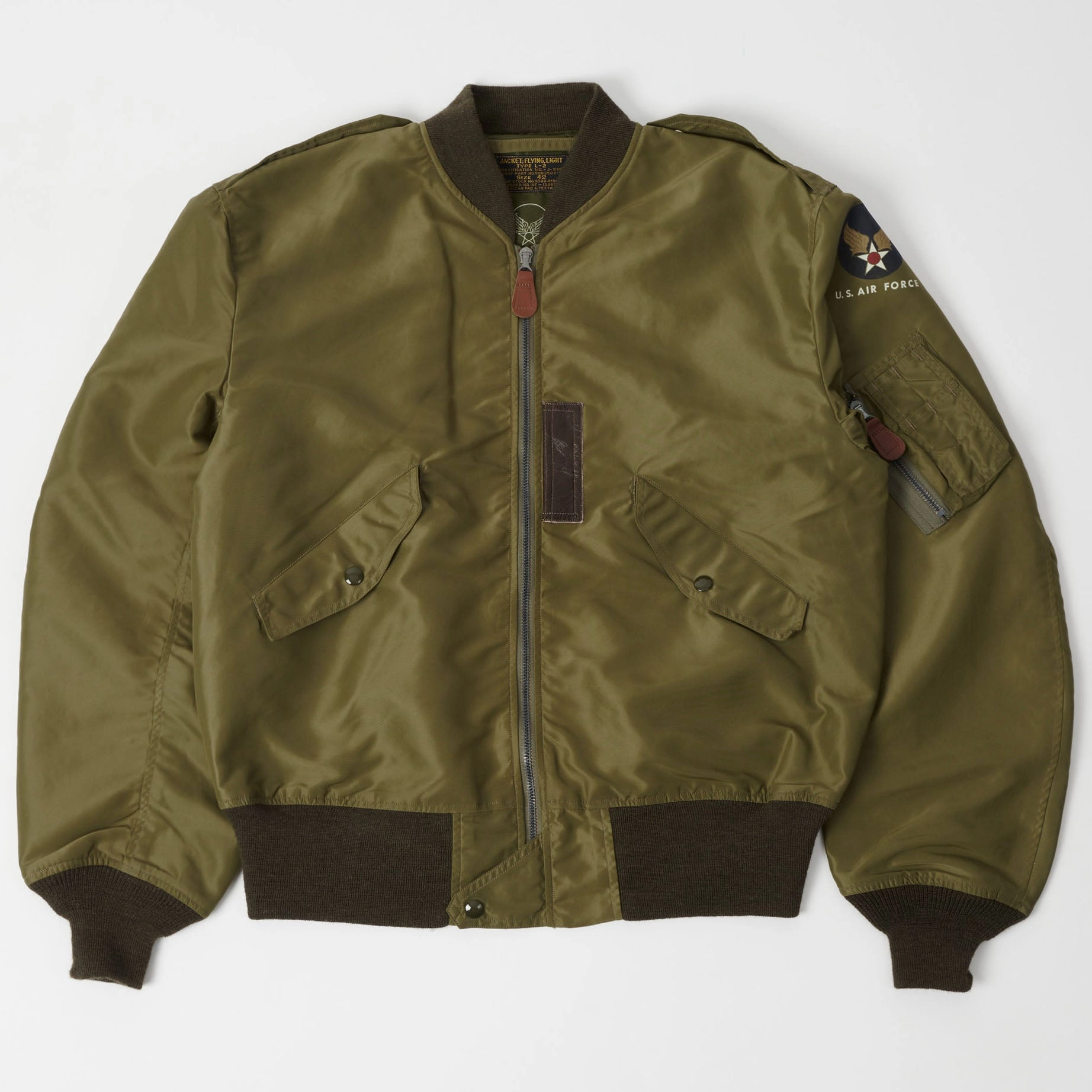 NonRestrictive Cut Buzz Rickson's L-2 Flight Jacket - Olive Drab