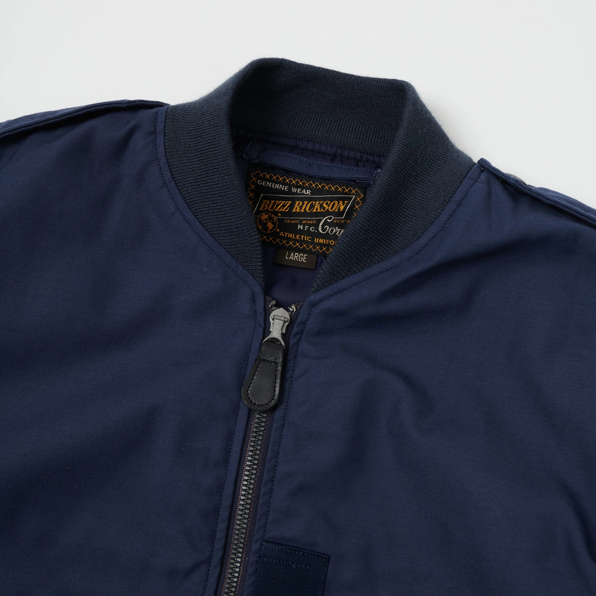 Buzz Rickson's L-2A Civilian Model Flight Jacket - Navy Seamless Knit Cuffs Thermal Insulation