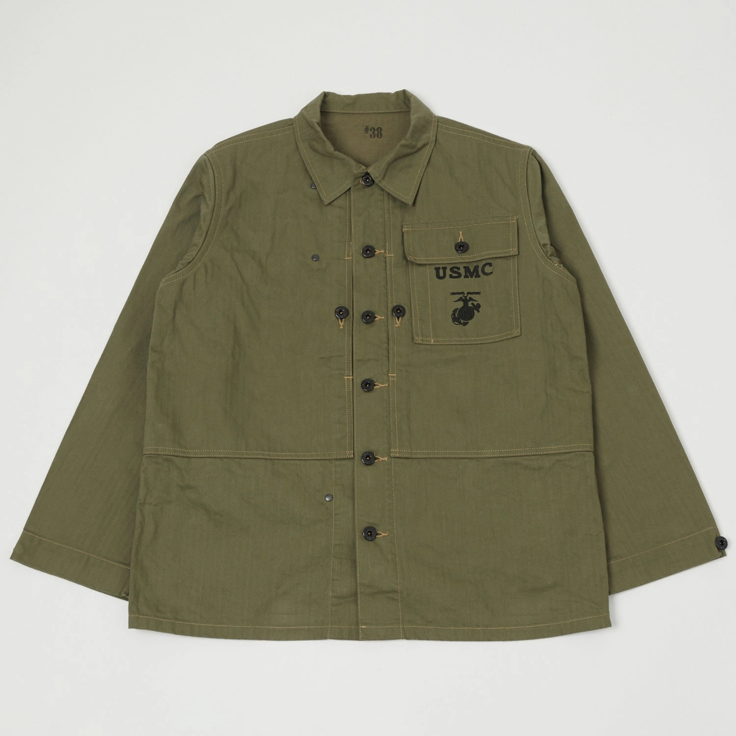 Buzz Rickson's M-1944 Herringbone Utility Jacket - Olive Odor Resistant Treatment