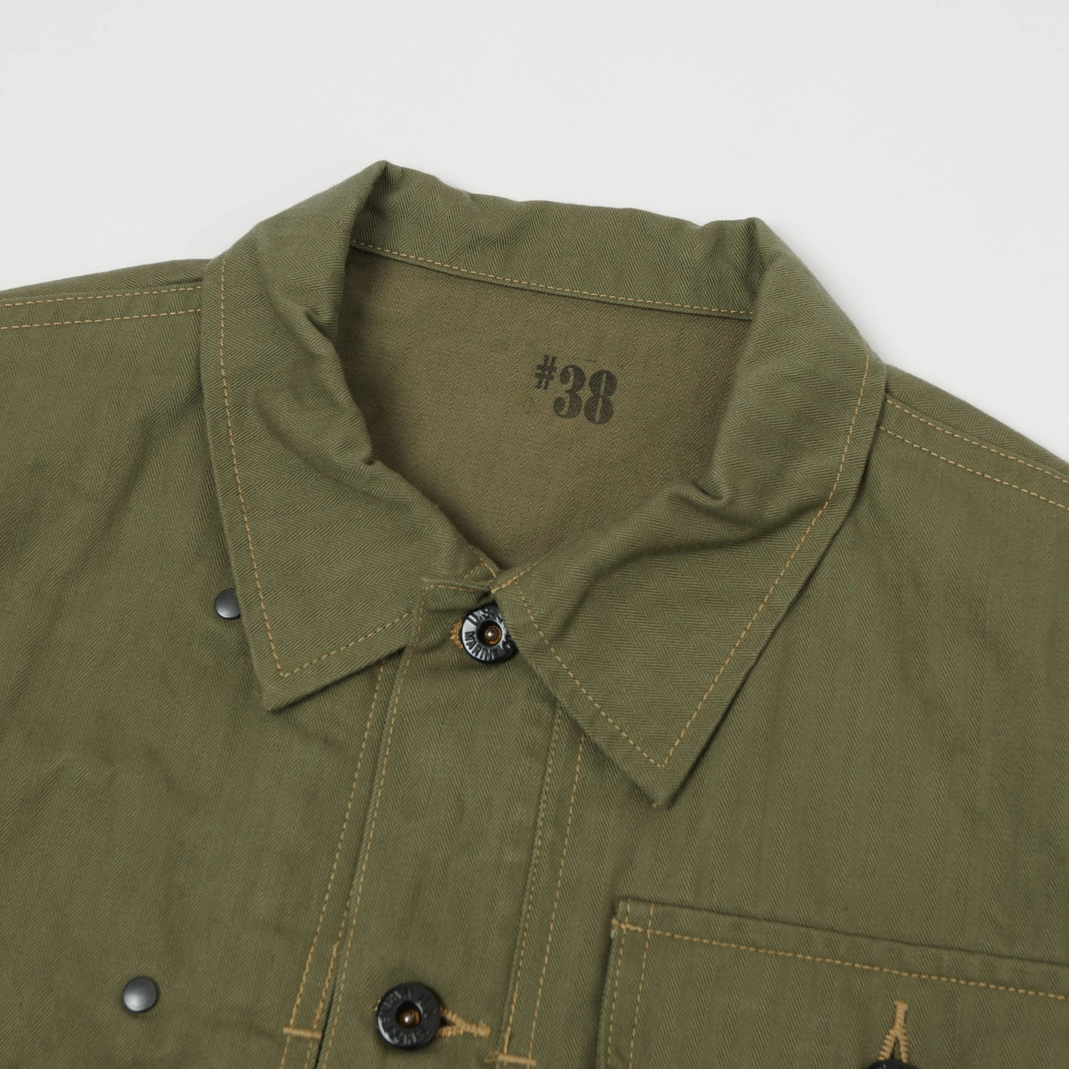 Buzz Rickson's M-1944 Herringbone Utility Jacket - Olive Kangaroo Pocket