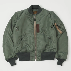 Reinforced Edging Daily Commute Wear Buzz Rickson's MA-1 'Slender' Flight Jacket - Olive