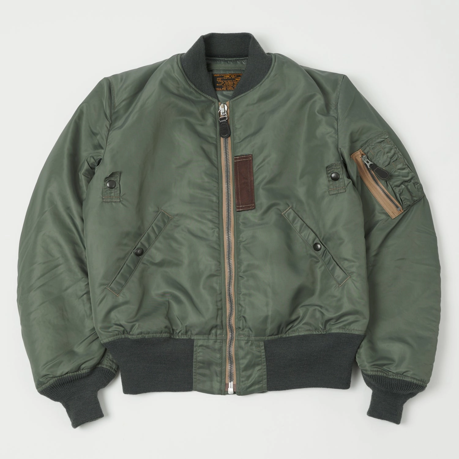 Reinforced Edging Daily Commute Wear Buzz Rickson's MA-1 'Slender' Flight Jacket - Olive