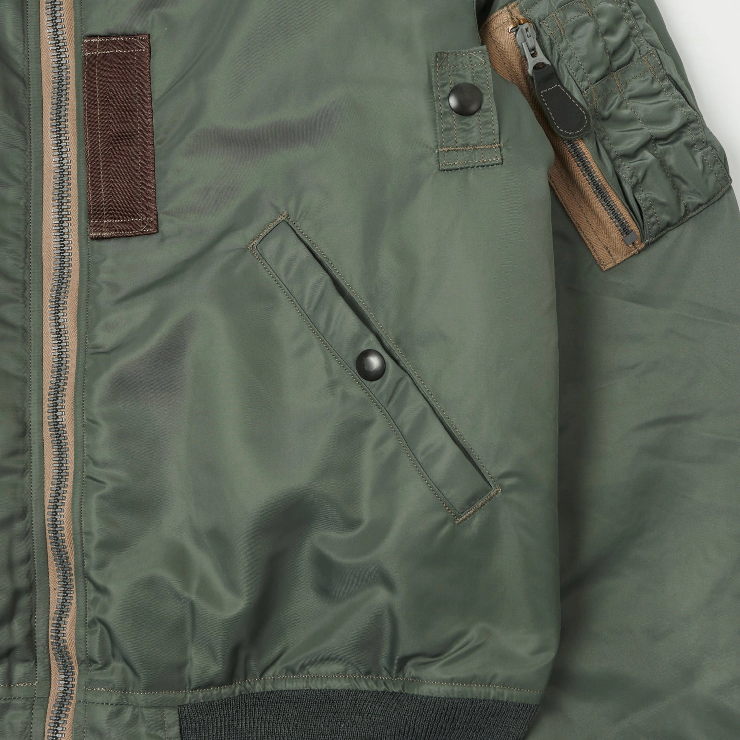 Buzz Rickson's MA-1 'Slender' Flight Jacket - Olive Hooded style HiddenPockets
