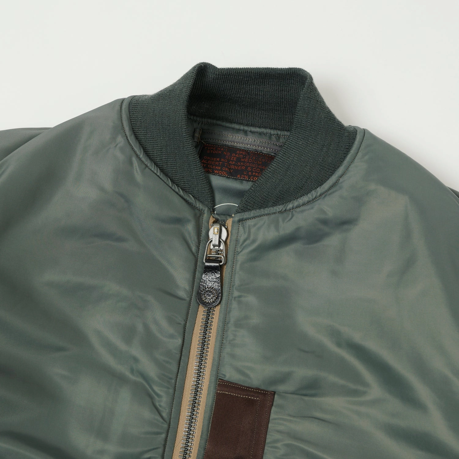 Taped Seam Construction Buzz Rickson's Type MA-1 'Albert Turner & Co' Jacket - Olive