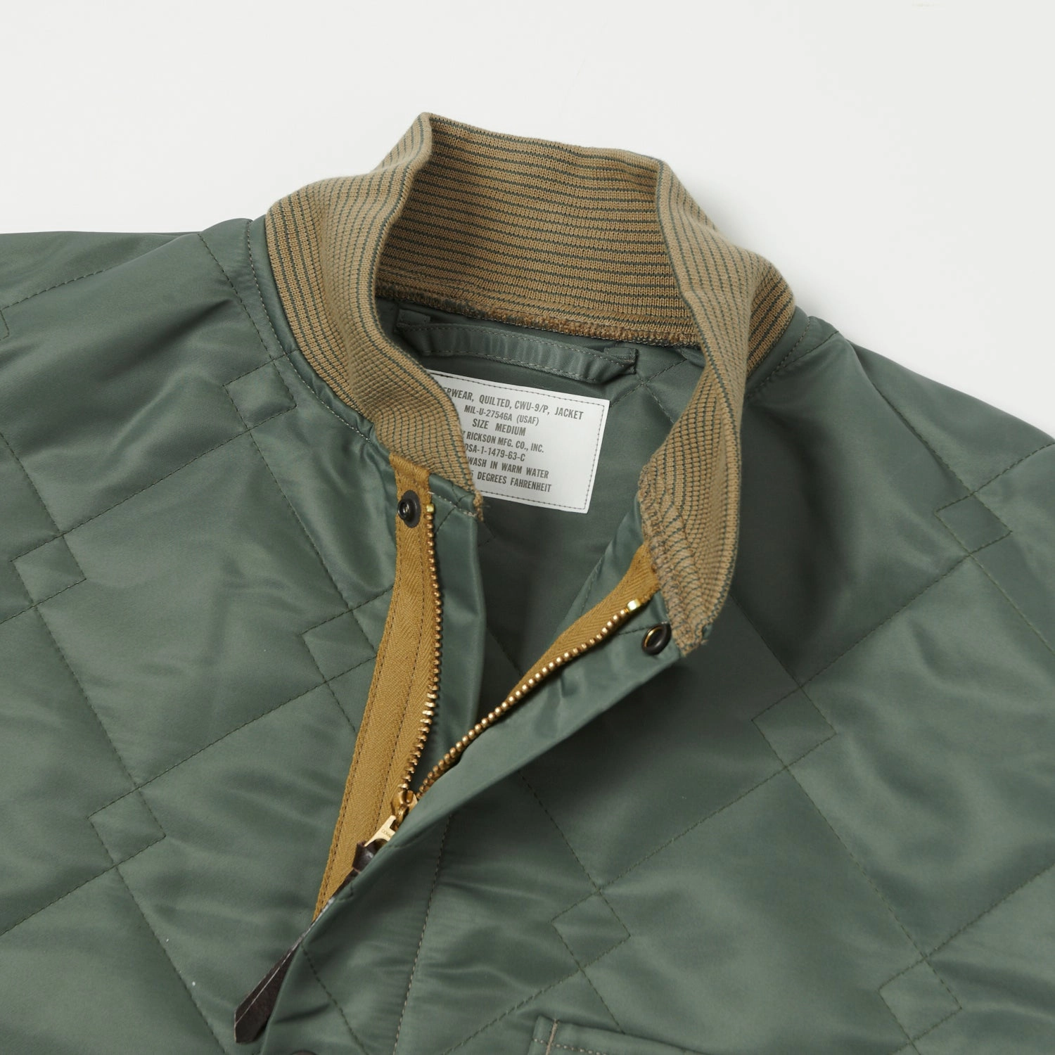 Buzz Rickson's U.S. Army CWU-9P Liner Jacket - Olive Weight Distribution System Windproof Construction