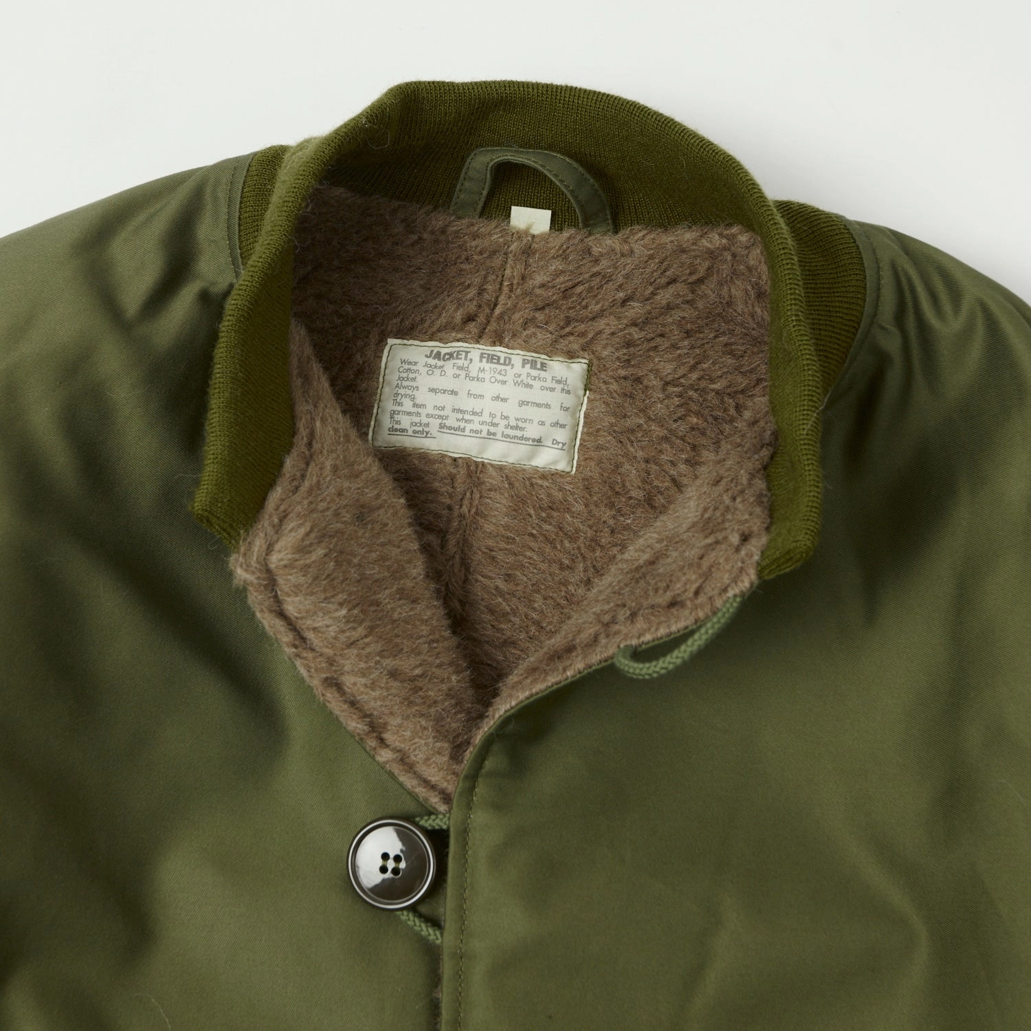 Odor Resistant Coating Buzz Rickson's U.S. Army M-1943 Jacket Liner - Olive