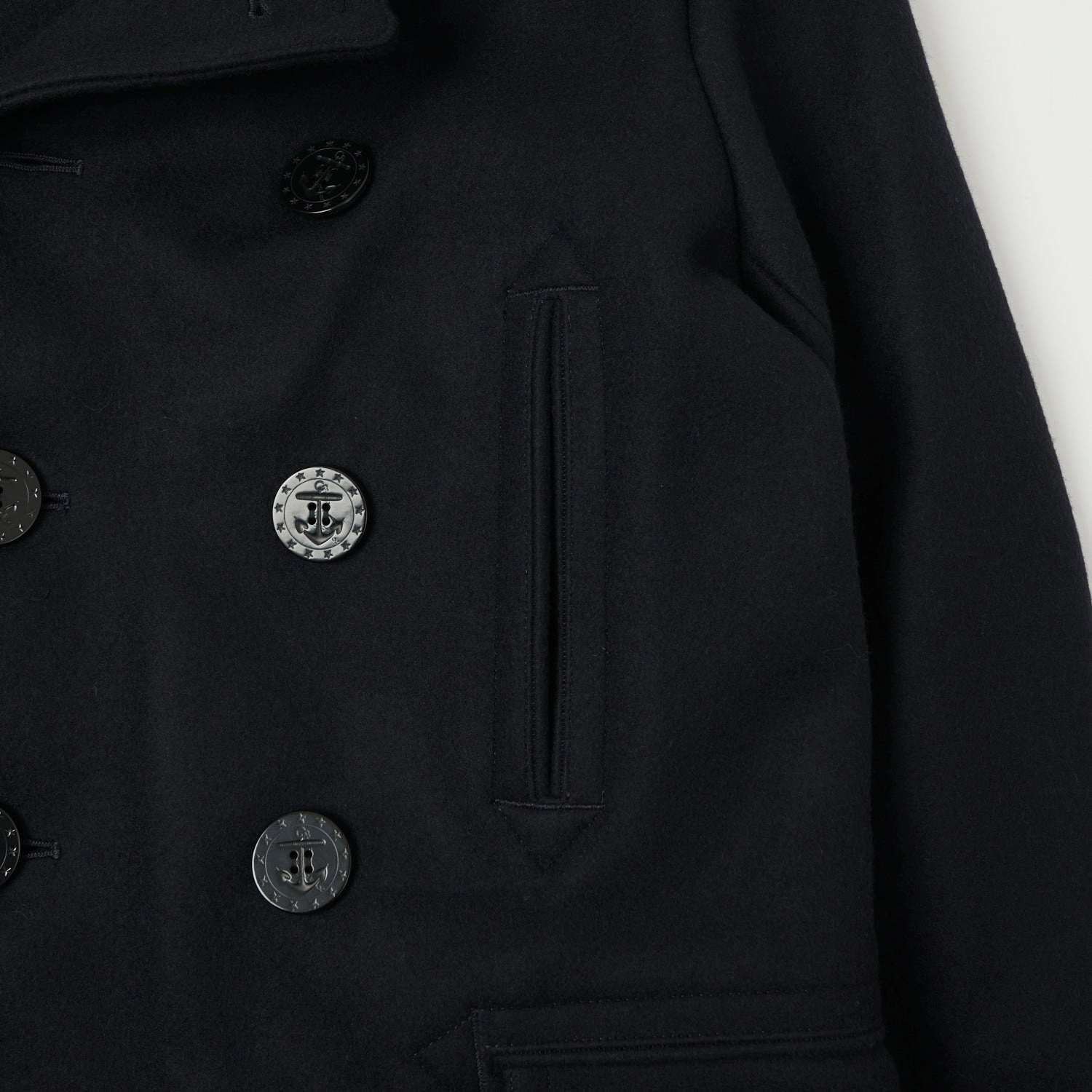 Water Resistant Shell Temperature Regulating Fill Buzz Rickson's U.S. Navy Long Pea Coat - Navy