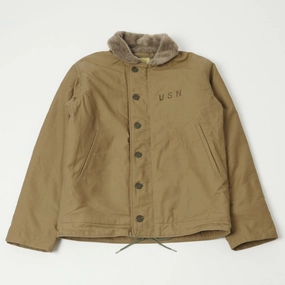 NonChafing Seam Placement Non Irritating Tags Buzz Rickson's U.S. Navy N-1 Deck Jacket - Khaki