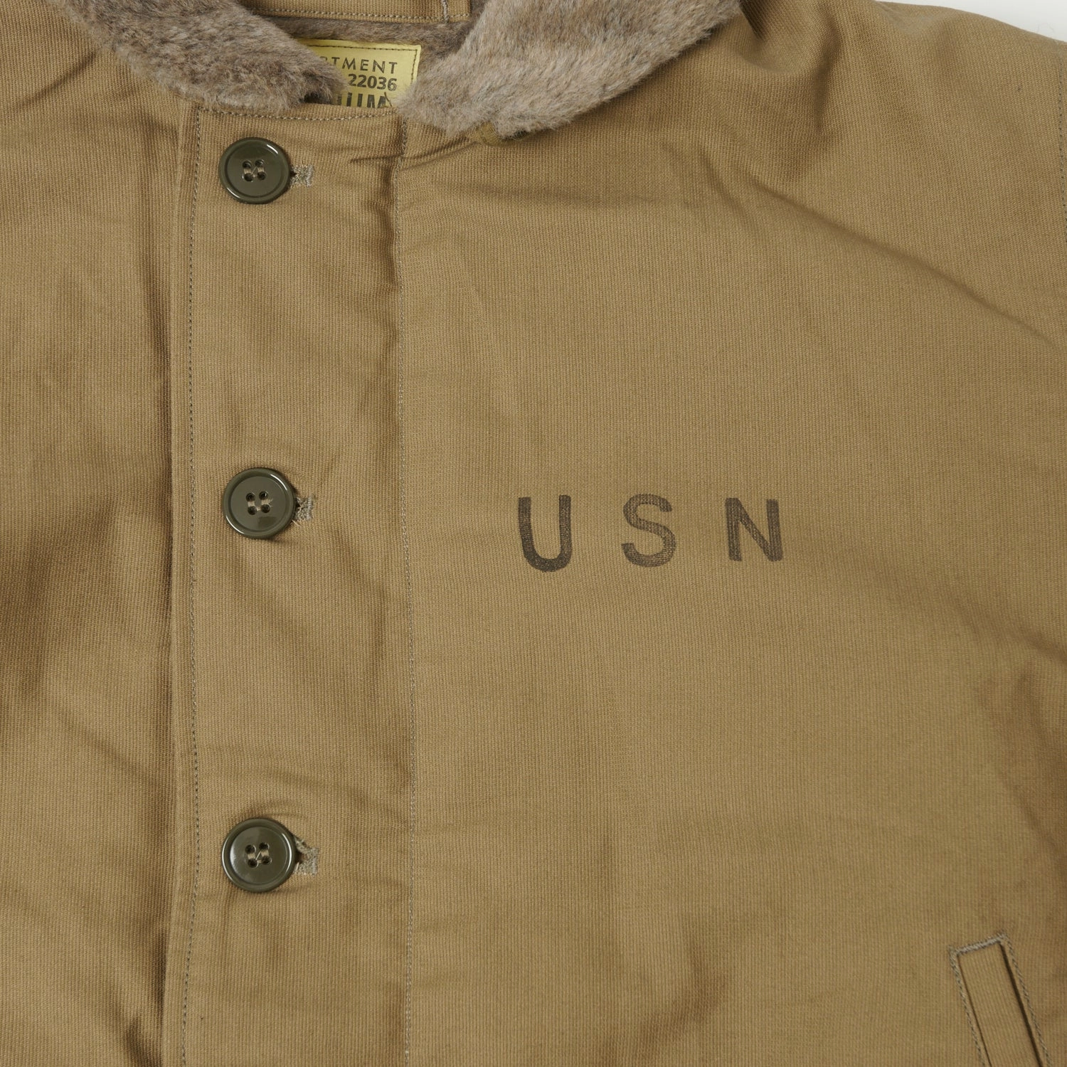Buzz Rickson's U.S. Navy N-1 Deck Jacket - Khaki Compact Storage Durable Zipper