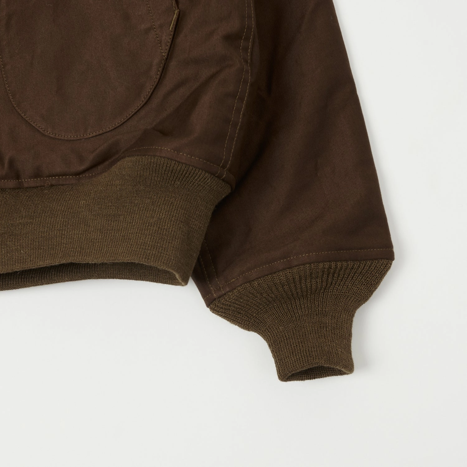 Buzz Rickson's U.S. Navy Zip Through Deck Jacket - Brown Wind Blocking Fabric Flexible Zipper Guards